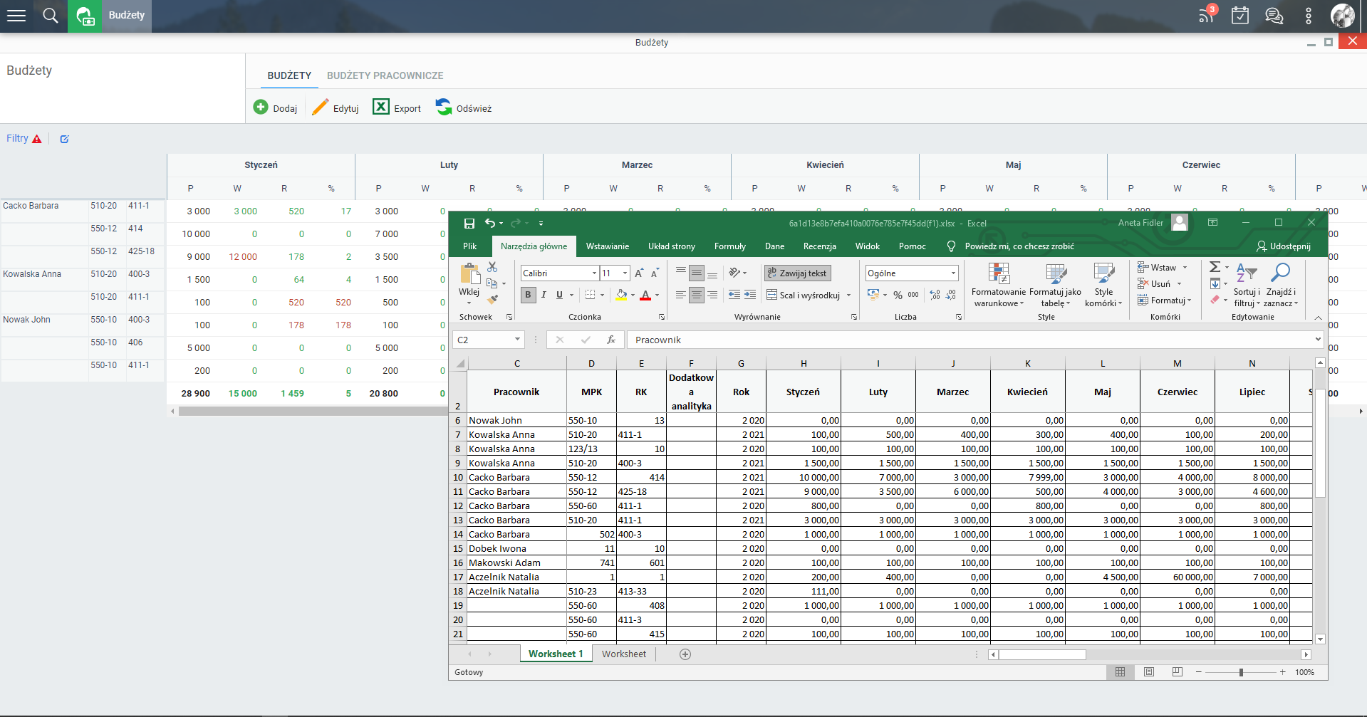 Przenieś dane z Excela do eDokumentów