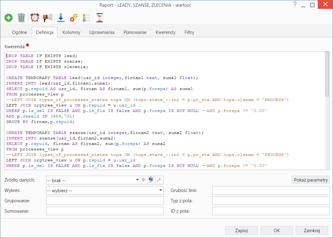 Stwórz dowolny raport SQL